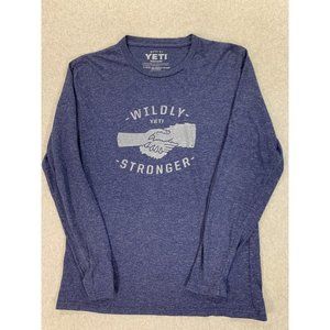 Yeti Wildly Stronger‎ Long Sleeve Crew Shirt (Men's Medium) Blue